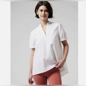 Athleta poplin ivory v neck blouse
